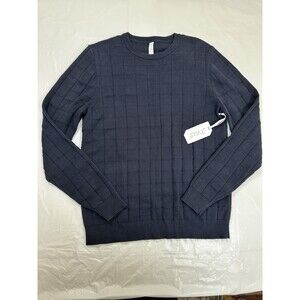 Stylus Men's Pullover Sweater Navy Square Knit Pattern Preppy Casual Size S